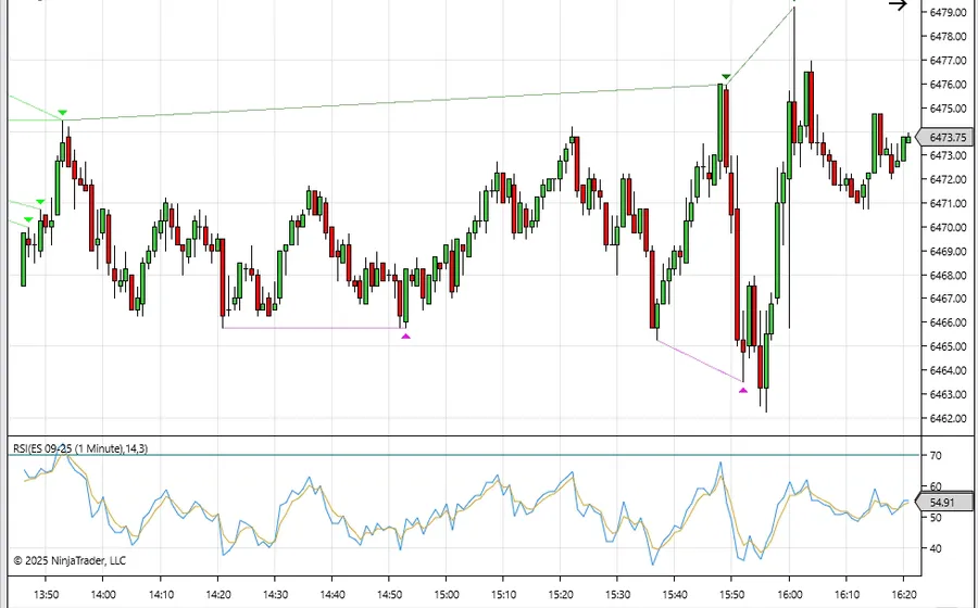 NinjaTrader Divergence Indicator on chart