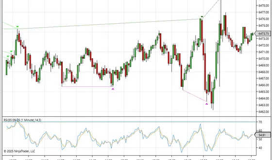 NinjaTrader Divergence Indicator on chart