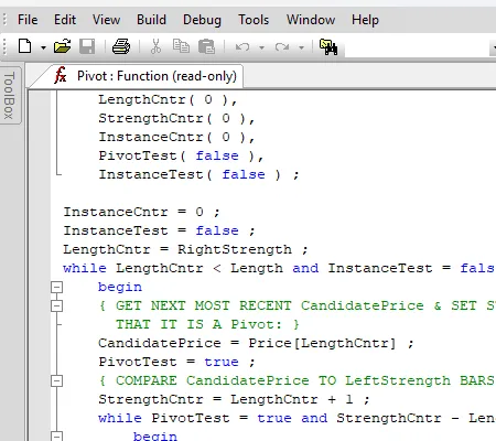Trading code editor for legacy strategy modernization