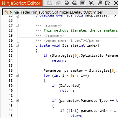 NinjaScript editor on screen
