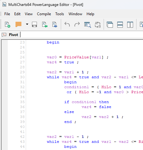 PowerLanguage editor