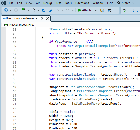 Visual Studio editor