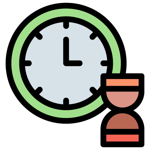 Clock and stopwatch graphic showing how the Grid Master Futures Trading Bot automates trades 24/7.